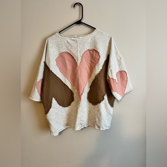 Oli & Hali GAUZE
HEART oversized boho Botique brand sweatshirt top pockets small - Picture 5 of 9